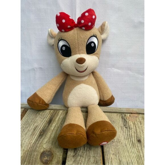 Hallmark Reindeer Plush Stuffed Animal Girl Red Polka Dot Bow Exclusive Rare - Picture 3 of 5